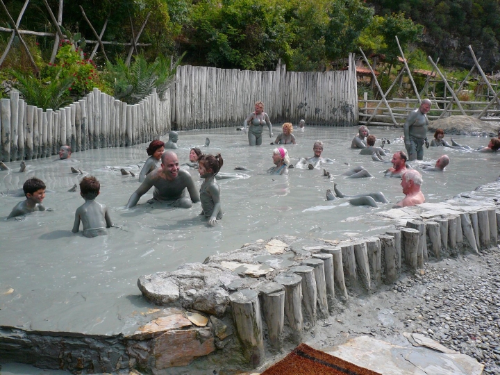 Families in the mud baths at Dalyan
