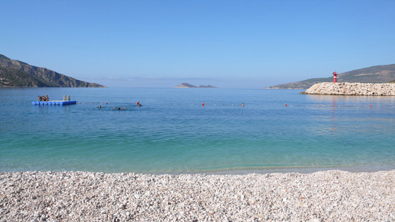 Kalkan beach and crystal clear blue water