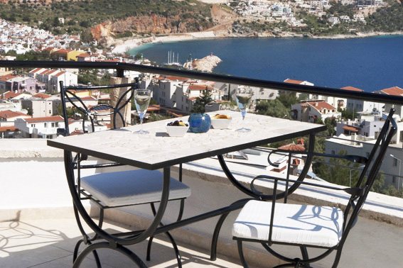 Private roof terrace with sweeping views of Kalkan harbour