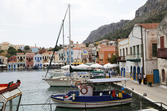 Boats in small harbour of the island of Meis