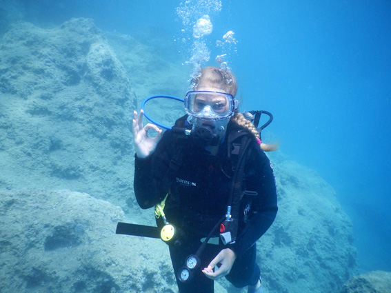 Scuba diver giving OK signal