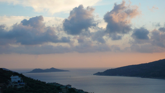 Sunset view of Kalamar Bay from terrace